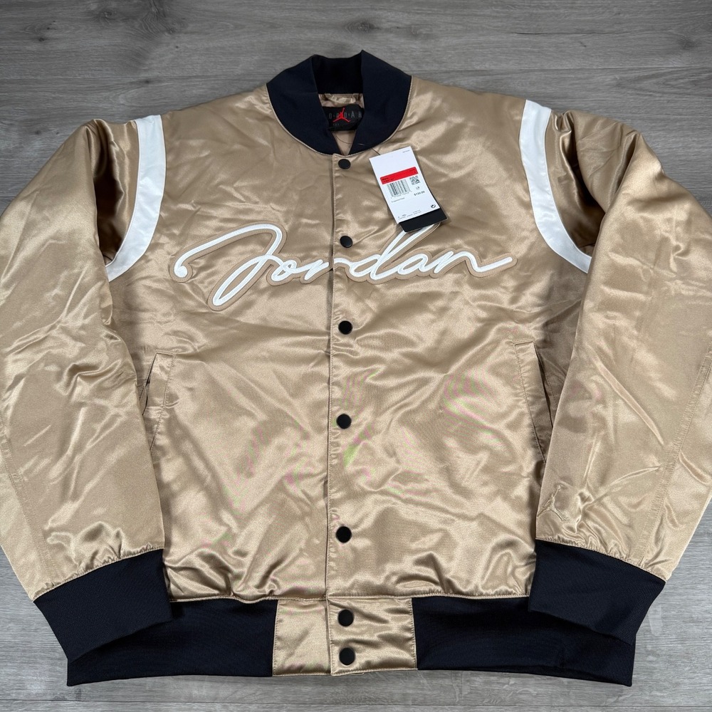 Nike Jordan MVP Varsity Jacket Bomber Desert Camo Gold Mens Large HF9297-257